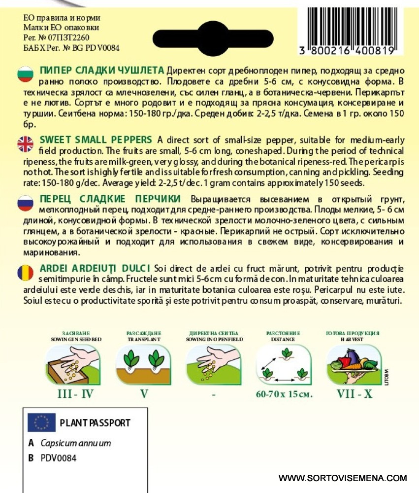 Сортови семена за Пипер Сладки чушлета – Малките хрупкави изкушения за всяко семейство!